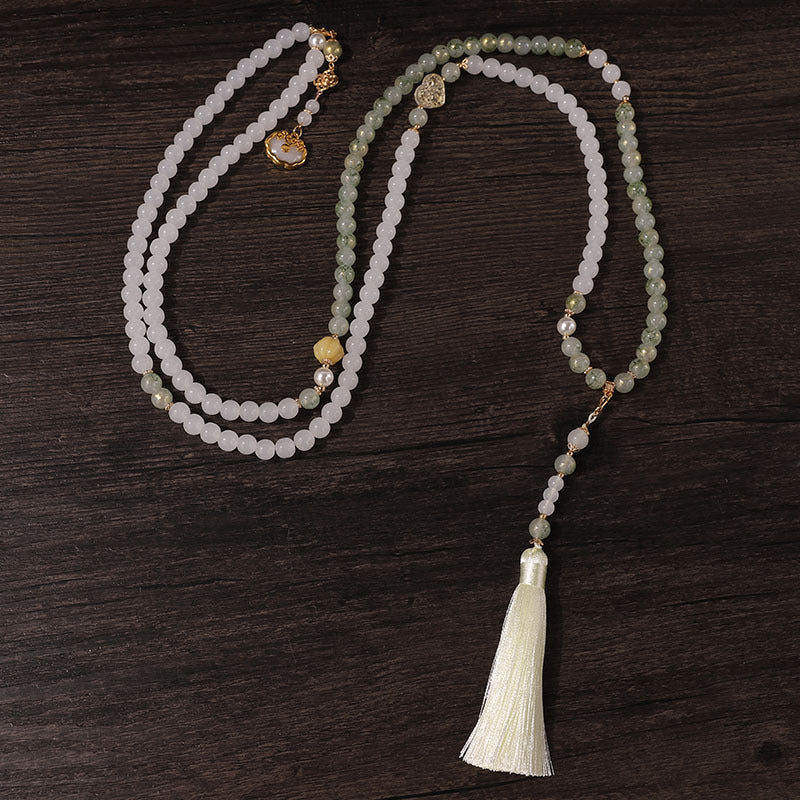 "Neo-Chinese Style Long Beaded Chinese-Inspired Crossbody Necklace – 2024 New Trend Bestseller, Premium Sweater Chain Accessory"