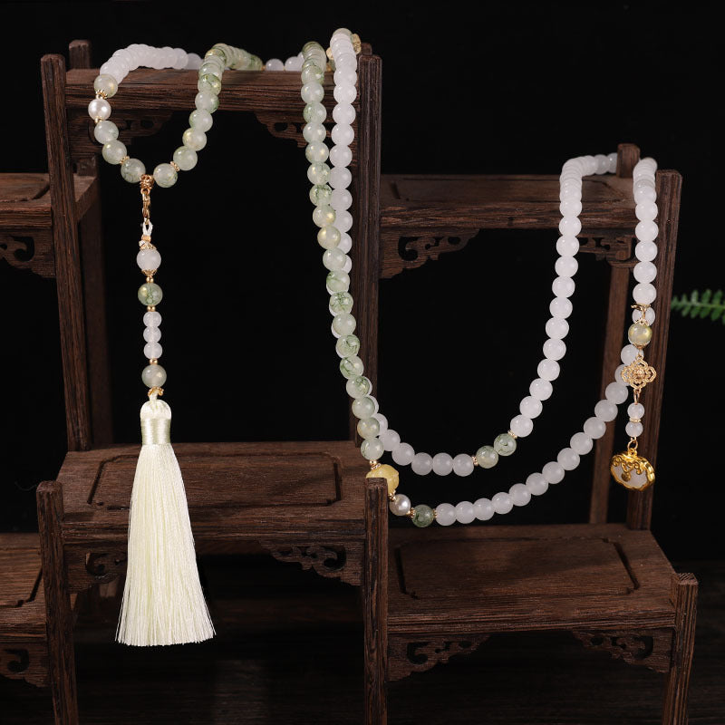 "Neo-Chinese Style Long Beaded Chinese-Inspired Crossbody Necklace – 2024 New Trend Bestseller, Premium Sweater Chain Accessory"