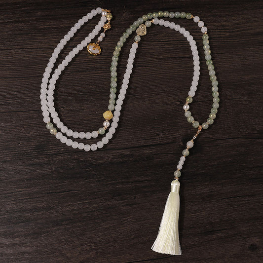 "Neo-Chinese Style Long Beaded Chinese-Inspired Crossbody Necklace – 2024 New Trend Bestseller, Premium Sweater Chain Accessory"